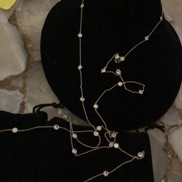 Longest 54” Cubic Zirconia Bezel Set Necklace-NWT-Boutique - Picture 8 of 9